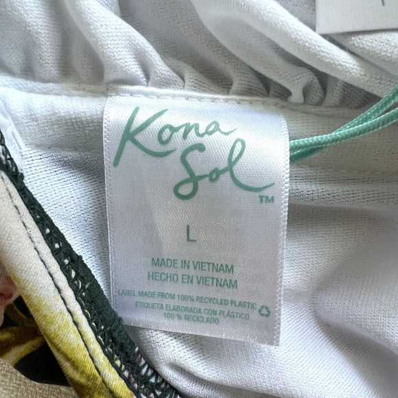 Kona Sol Swimsuit Womens Size L Green Floral One Piece Flounce Ruffle NWT - Picture 3 of 7
